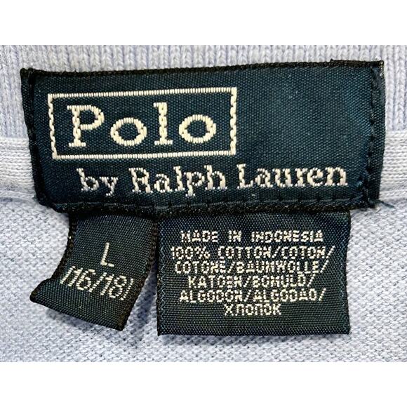 Ralph Lauren Polo Shirt Blue Short Sleeve Collared Knit Preppy Boys Large 14-16 - Picture 4 of 4